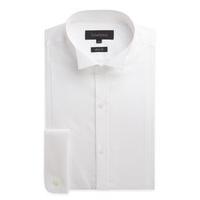 Limehaus Wing Collar Dobby Panelled Slim Fit Shirt 15 White