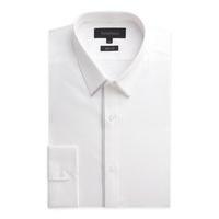 Limehaus White Poplin Slim Fit Shirt Tipped with Grey 15.5 White