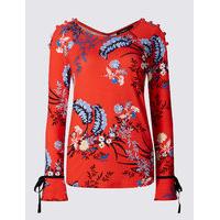 limited edition printed shoulder button long sleeve t shirt