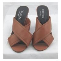 Limited Edition, size 3 dark tan block heeled slide sandals