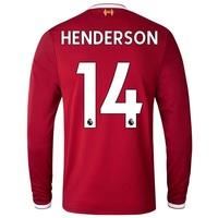 Liverpool Home Shirt 2017-18 - Long Sleeve with Henderson 14 printing, Red