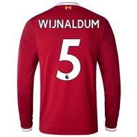 Liverpool Home Shirt 2017-18 - Long Sleeve with Wijnaldum 5 printing, Red