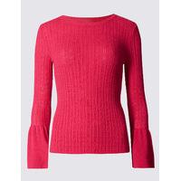 limited edition round neck flared sleeve jumper