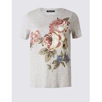 limited edition cotton blend floral print t shirt