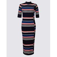 Limited Edition Striped Half Sleeve Bodycon Midi Dress