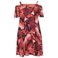 Live Unlimited Tropical Print Bardot Swing Dress, Pink