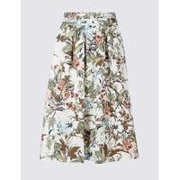 Limited Edition Pure Cotton Floral Print A-Line Midi Skirt