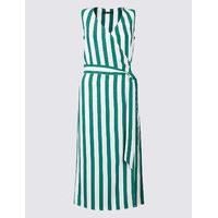Limited Edition Striped Wrap Midi Dress with Belt
