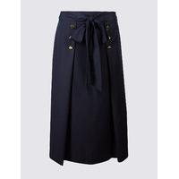 limited edition tie waist button detail a line midi skirt