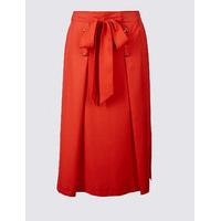 limited edition tie waist button detail a line midi skirt