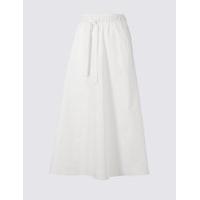 Limited Edition Pure Cotton Tie Waist A-Line Midi Skirt