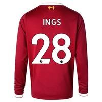 Liverpool Home Shirt 2017-18 - Long Sleeve - Kids with Ings 28 printin, Red