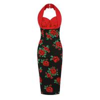 Lindy Bop Bianca Wiggle Dress in Rose Print