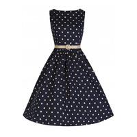 Lindy Bop Audrey Swing Dress in Navy Polka Dot