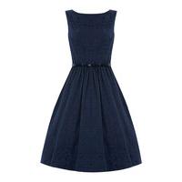 Lindy Bop Audrey Brocade Swing Dress in Navy