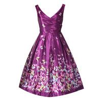 Lindy Bop Aurora Purple Butterfly Swing Dress