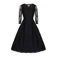 Lindy Bop Lisette Lace Long Sleeve Evening Dress in Black