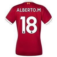 Liverpool Home Shirt 2017-18 - Womens with Alberto.M 18 printing, Red