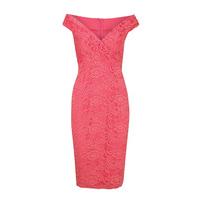 lipstick boutique jessica wright sallie lace bardot dress in coral