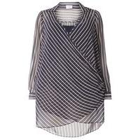 Live Unlimited Stripe Wrap Shirt with Camisole, Black/White