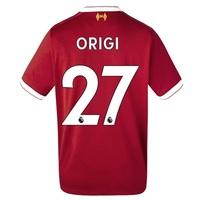 Liverpool Home Shirt 2017-18 - Kids with Origi 27 printing, Red