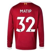 Liverpool Home Shirt 2017-18 - Long Sleeve - Kids with Matip 32 printi, Red