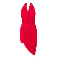 Lipstick Boutique Sistaglam Cheryl Red Draped Grecian Dress