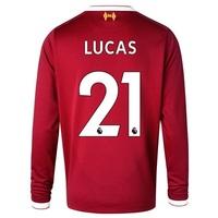 Liverpool Home Shirt 2017-18 - Long Sleeve - Kids with Lucas 21 printi, Red