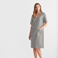 Linen Blend V-Neck Dress