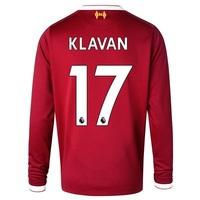 Liverpool Home Shirt 2017-18 - Long Sleeve - Kids with Klavan 17 print, Red