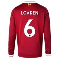 Liverpool Home Shirt 2017-18 - Long Sleeve - Kids with Lovren 6 printi, Red