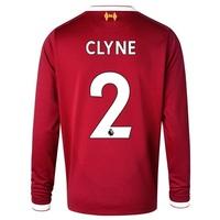 Liverpool Home Shirt 2017-18 - Long Sleeve - Kids with Clyne 2 printin, Red