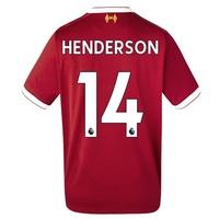 Liverpool Home Shirt 2017-18 - Kids with Henderson 14 printing, Red