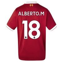 Liverpool Home Shirt 2017-18 - Kids with Alberto.M 18 printing, Red