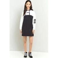 Light Before Dark Symbols Hoodie Dress, BLACK & WHITE