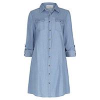 light blue washed denim look shirt dress