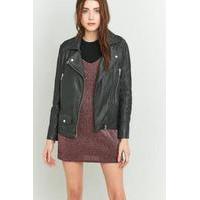 Light Before Dark Black Leather Biker Jacket, BLACK