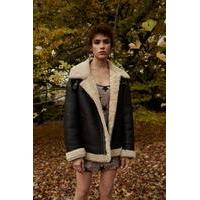 Light Before Dark Sheepskin and Brown Leather Jacket, BROWN