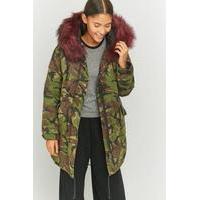 light before dark plum faux fur khaki camo military parka khaki