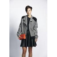 liquorish herringbone contrast biker jacket with black shoulders