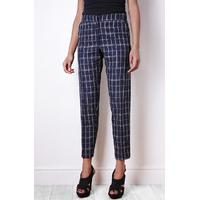 Liquorish Navy & Yellow Check Cropped Trousers