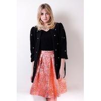Liquorish Fluffy Black Coat With Pearls