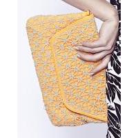 Liquorish Mustard Fluorescein Crochet Clutch Bag