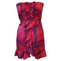 Liquorish Pink/purple Strapless Ruffle Dress