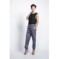 Liquorish Violet Abstract Bead Digital Printed High Waisted Trousers