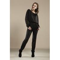 liquorish black lace sleeve jumpsuit