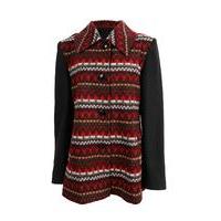 liquorish red pattern coat with contrast black sleeves