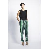 Liquorish Green And Grey Vertical Stripe High Waisted Tapered Trousers