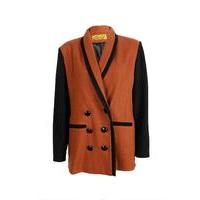 Liquorish Brown Double Breasted Jacket With Contrast Sleeves