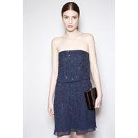 Liquorish Glamorous Navy Sequin Bandeau Dress